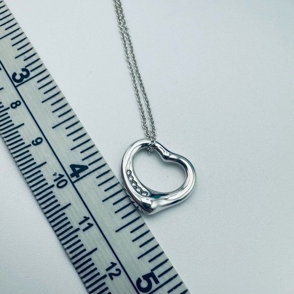 Tiffany & Co. 5 Diamond Open Heart Necklace in Sterling Silver with PACKAGING - Picture 8 of 9